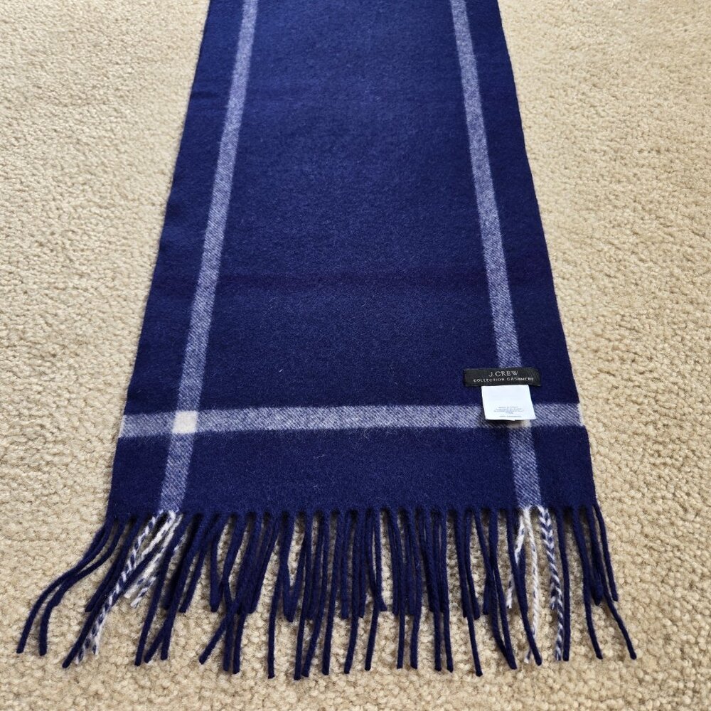 NWOT J. Crew Collection Cashmere Scarf Blue White